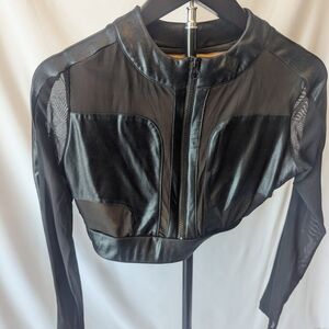 Dance Costume - Black Women's Cropped Moto Style Crop Top